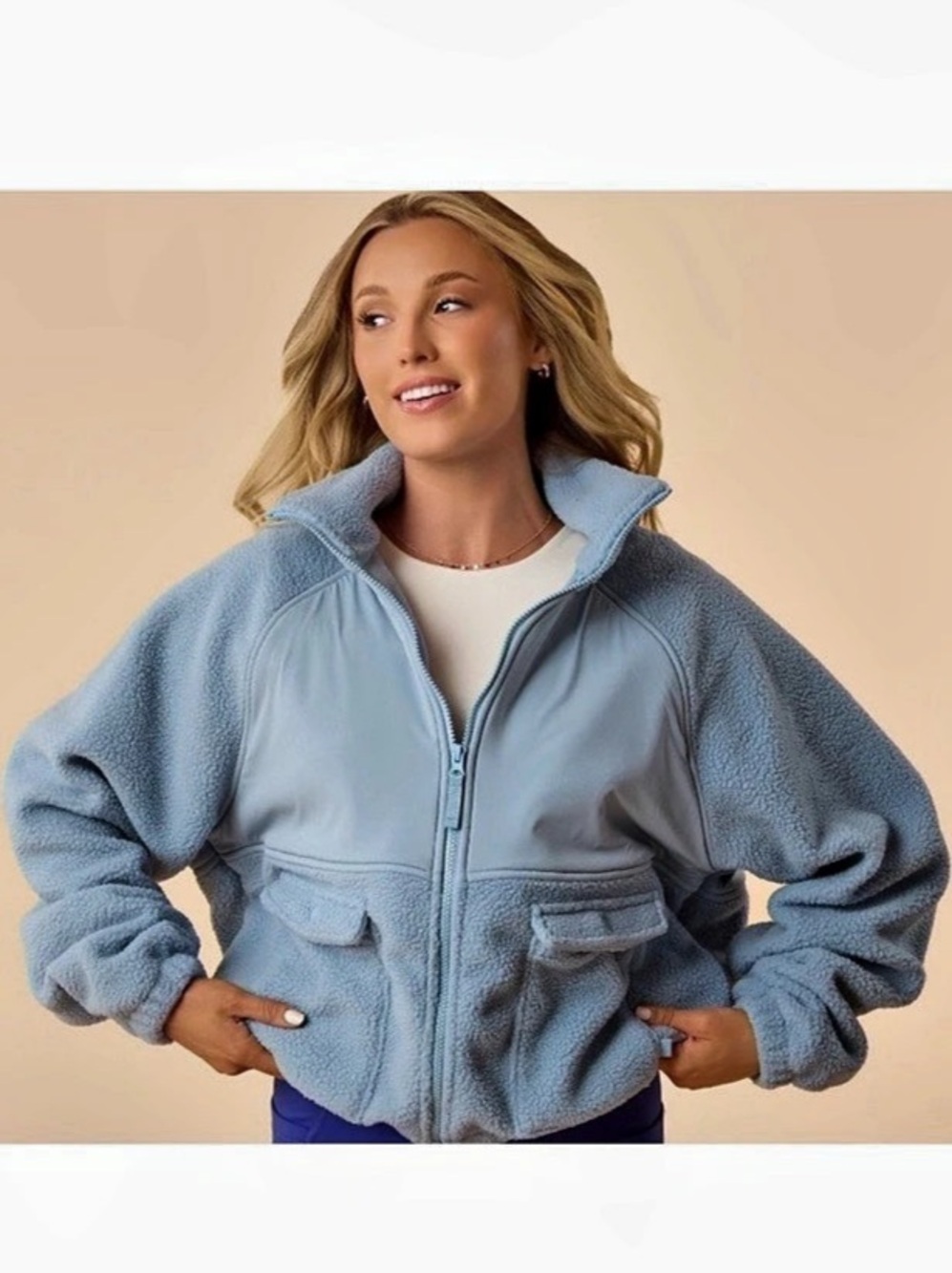 BLOGILATES Bonfire Fleece Jacket Fleece Jacket in Blue Size Medium NWT